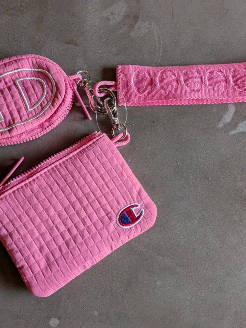 Champion Pink Quilted Multi-Accessory Keychain Pouch Set